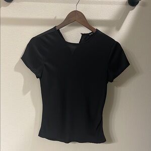 Express Black Fitted Asymmetrical T-Shirt